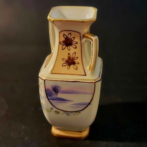 Antique Hand-Painted Porcelain Nippon Vase - Picture 2 of 8